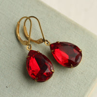 Ruby Red Teardrop Earrings