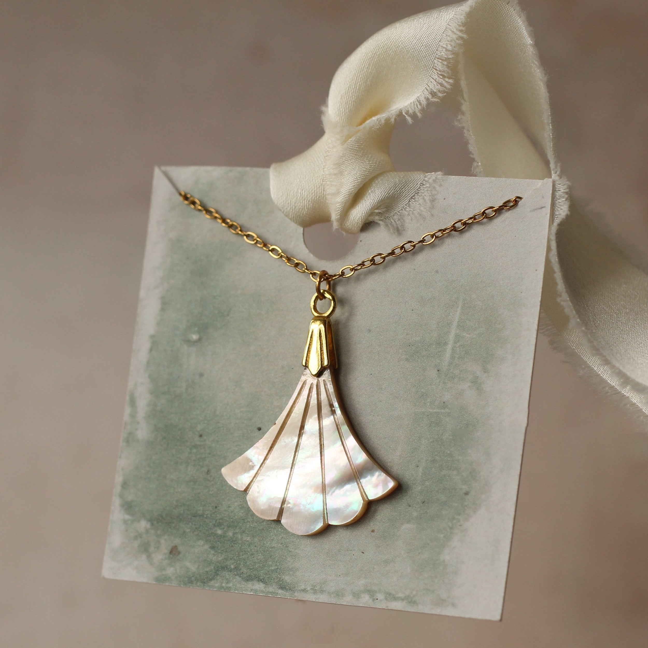 Mother Of Pearl Fan Necklace
