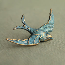 Blue Opal Swallow Bird Brooch