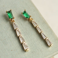 Emerald Baguette Crystal Drop Earrings