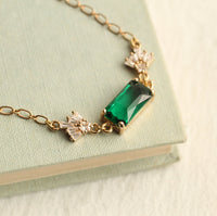 Art Deco Emerald Bar Necklace