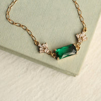 Art Deco Emerald Bar Necklace