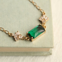 Art Deco Emerald Bar Necklace