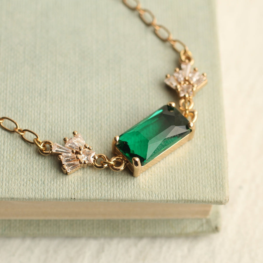 Art Deco Emerald Bar Necklace