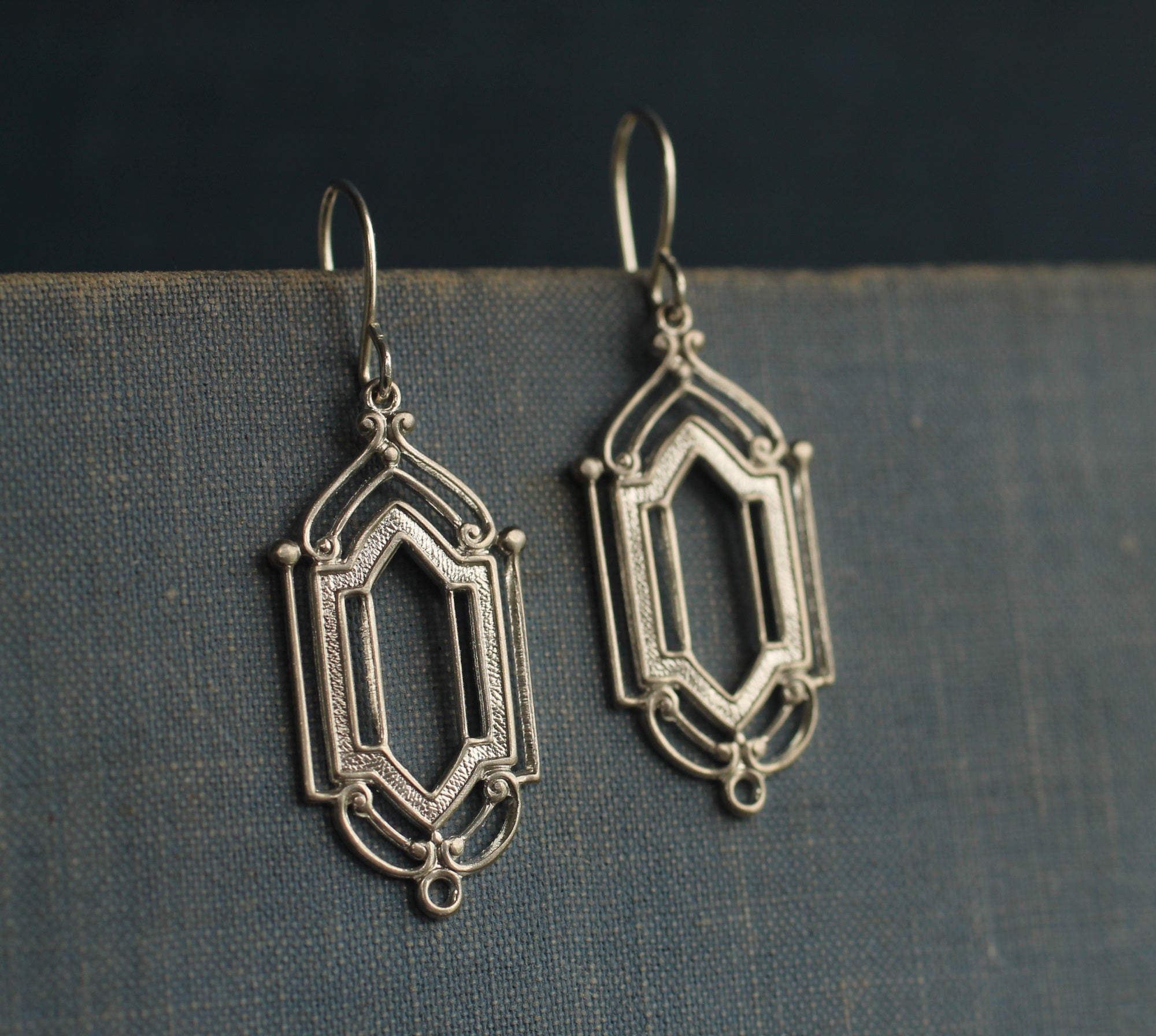 Silver Art Deco Drop Earrings
