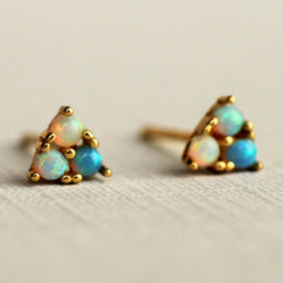 Turquoise Trio Opal Stud Earrings