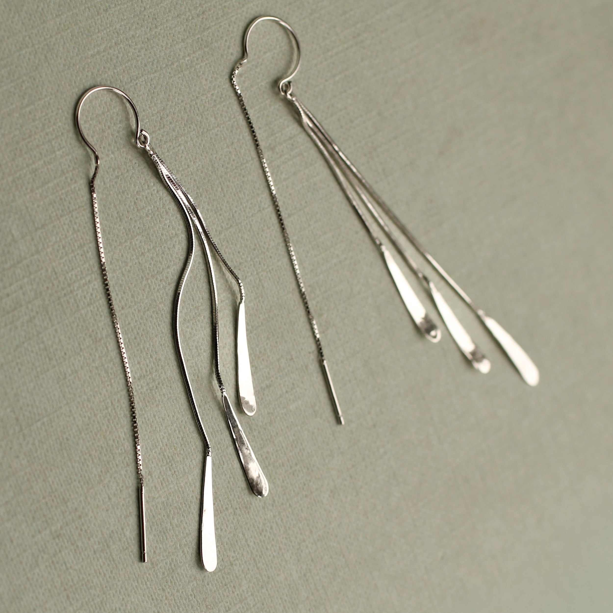 Sterling Silver Ribbon Earrings