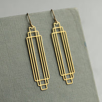 Art Deco Gold Rectangle Earrings