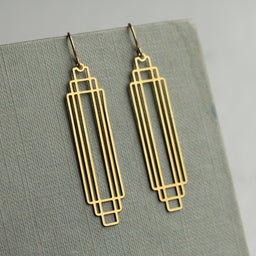 Art Deco Gold Rectangle Earrings