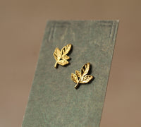 Rustic Leaf Stud Earrings