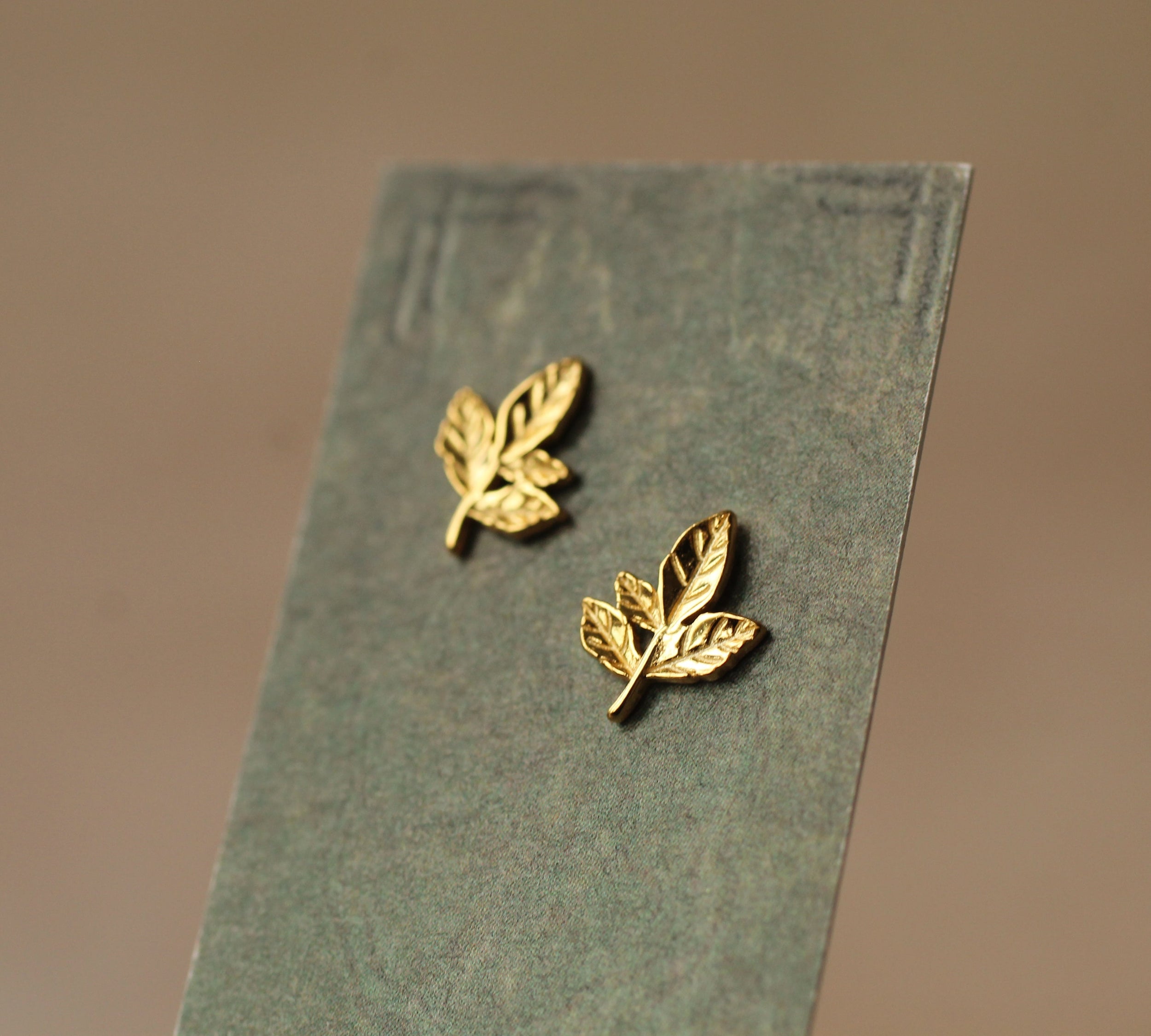 Rustic Leaf Stud Earrings
