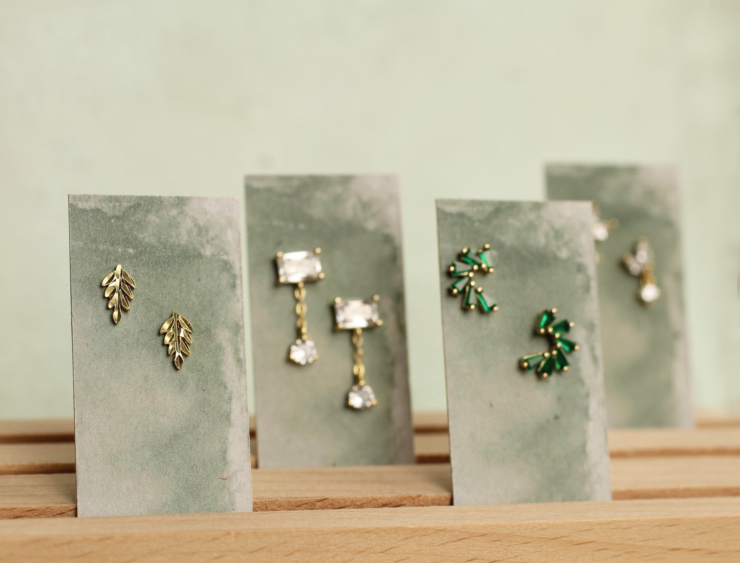 Baguette Rectangle Dangle Stud Earrings