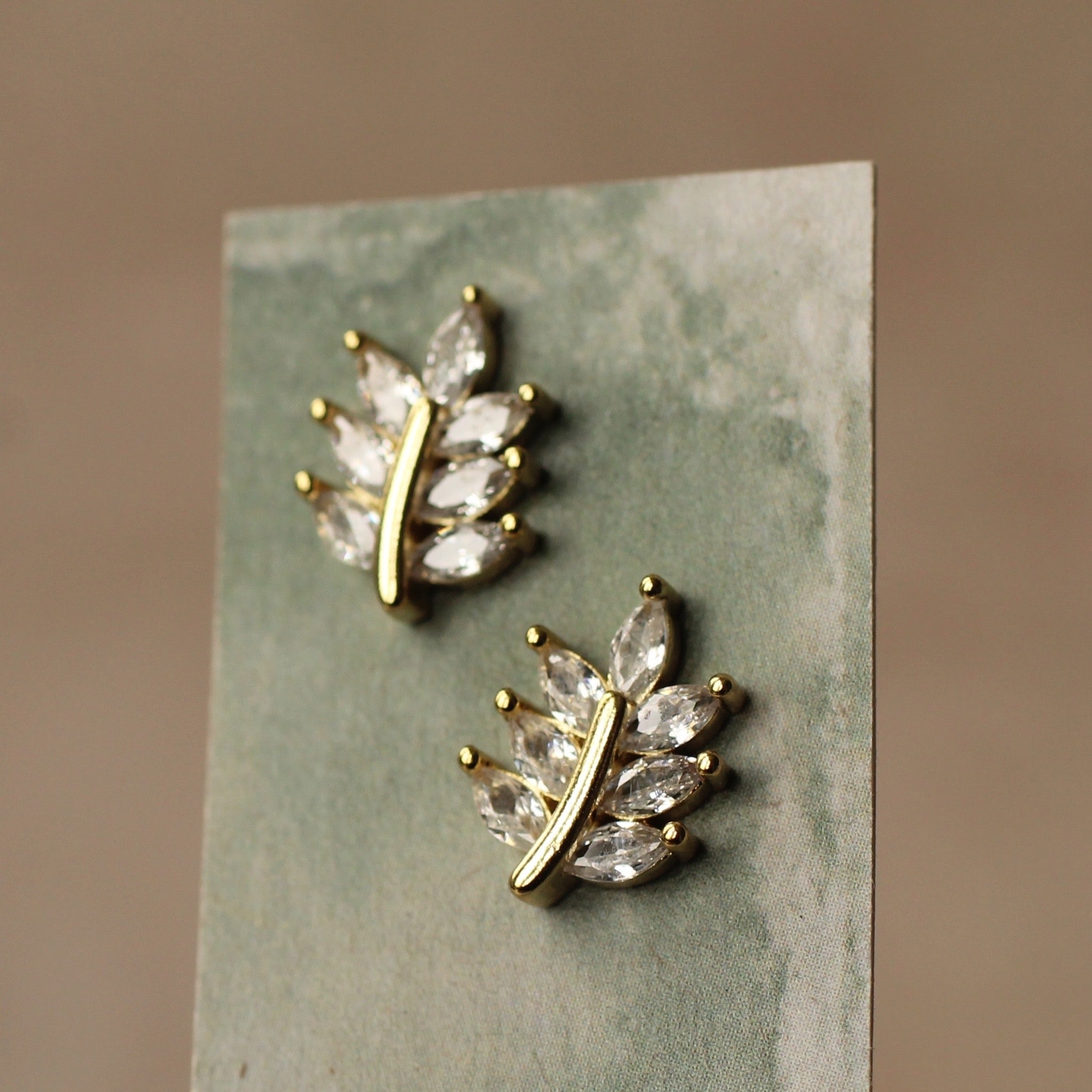 Crystal Vintage Leaf Earrings