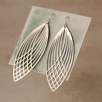 Silver Art Deco Teardrop Earrings