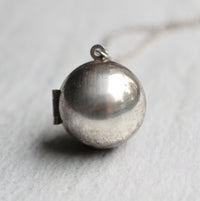 Silver Sphere Ball Locket Necklace