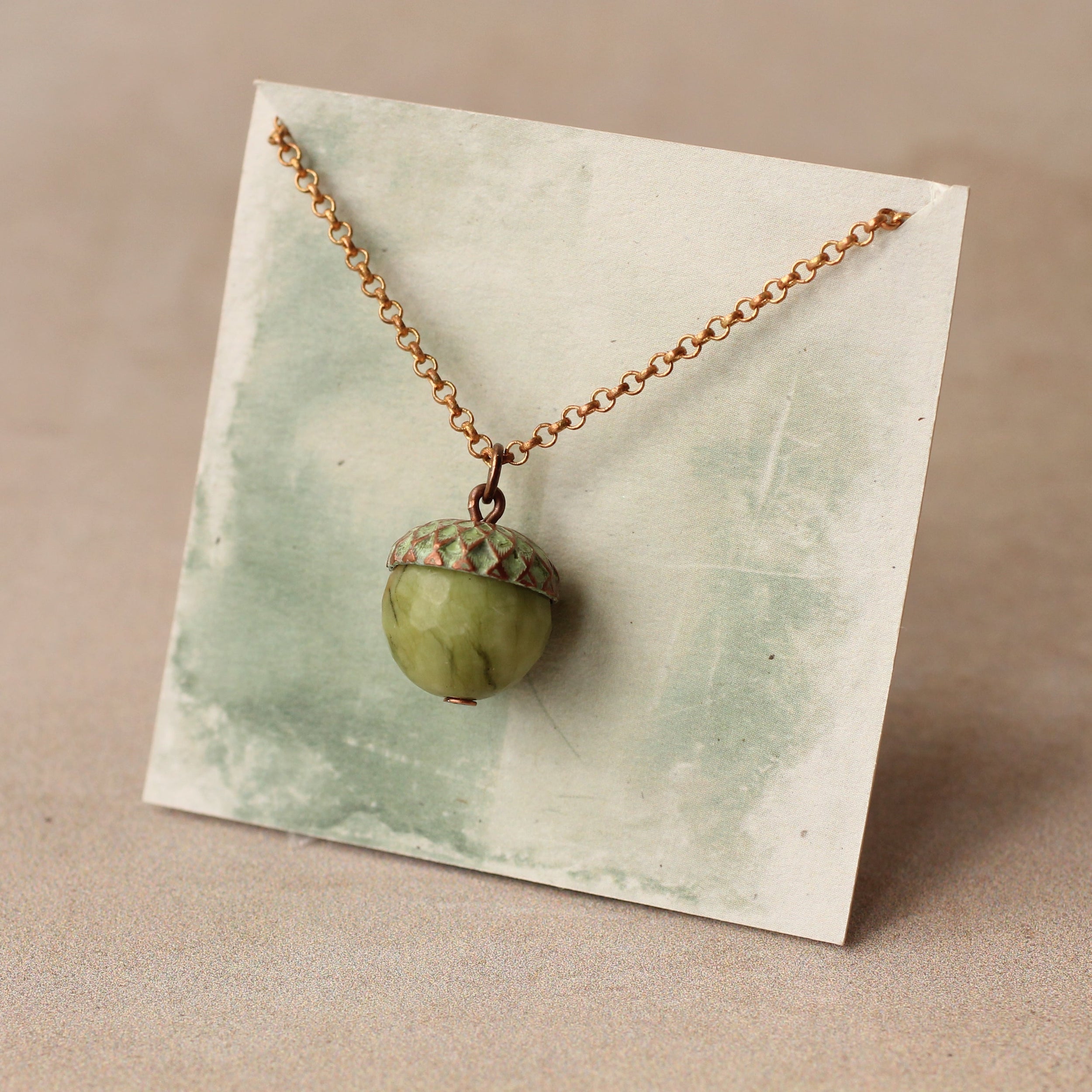 Olive Acorn Necklace