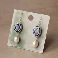 Delft Tulip Pearl Earrings