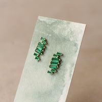 Emerald Ladder Baguette Stud Earrings