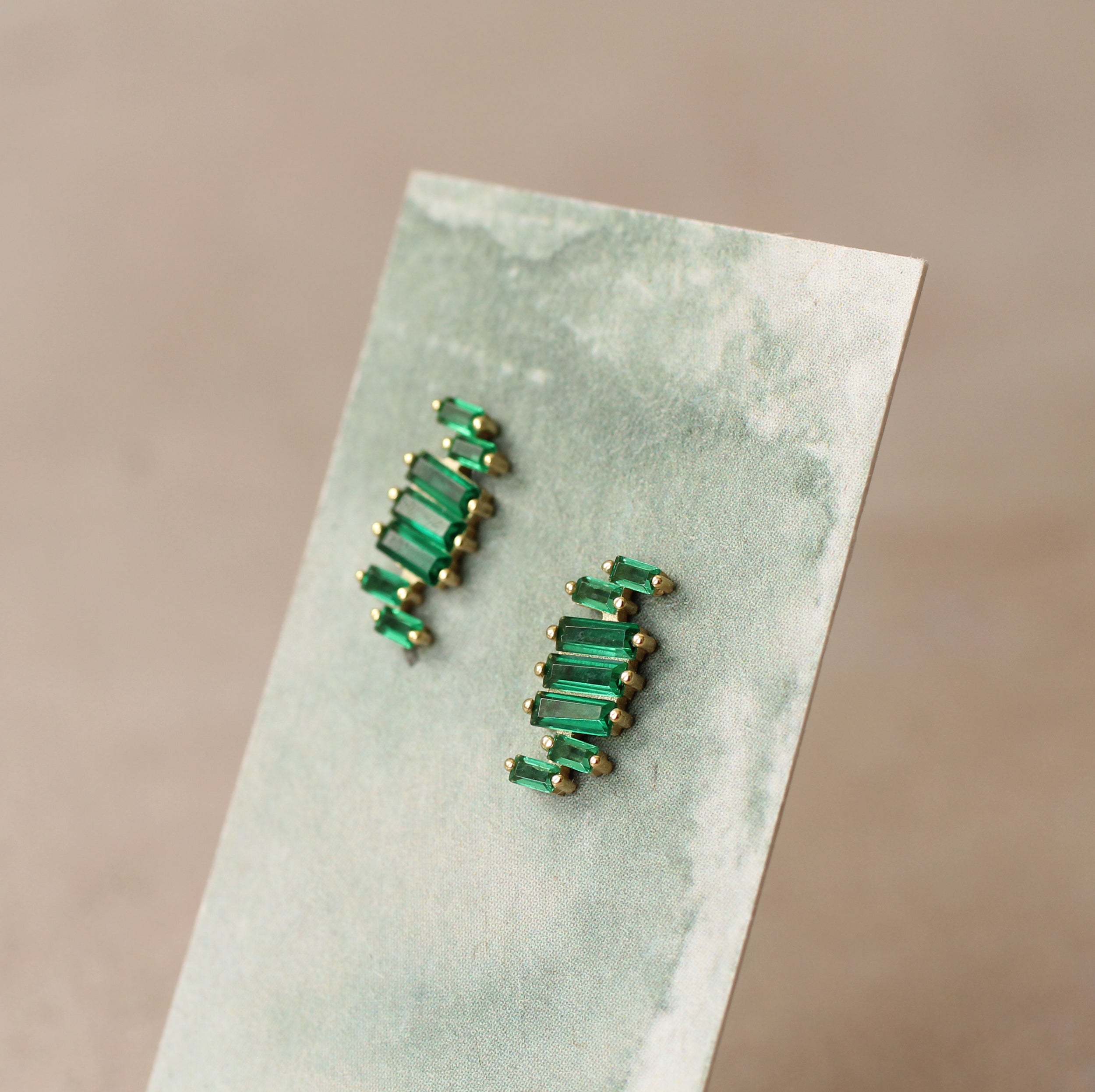Emerald Ladder Baguette Stud Earrings