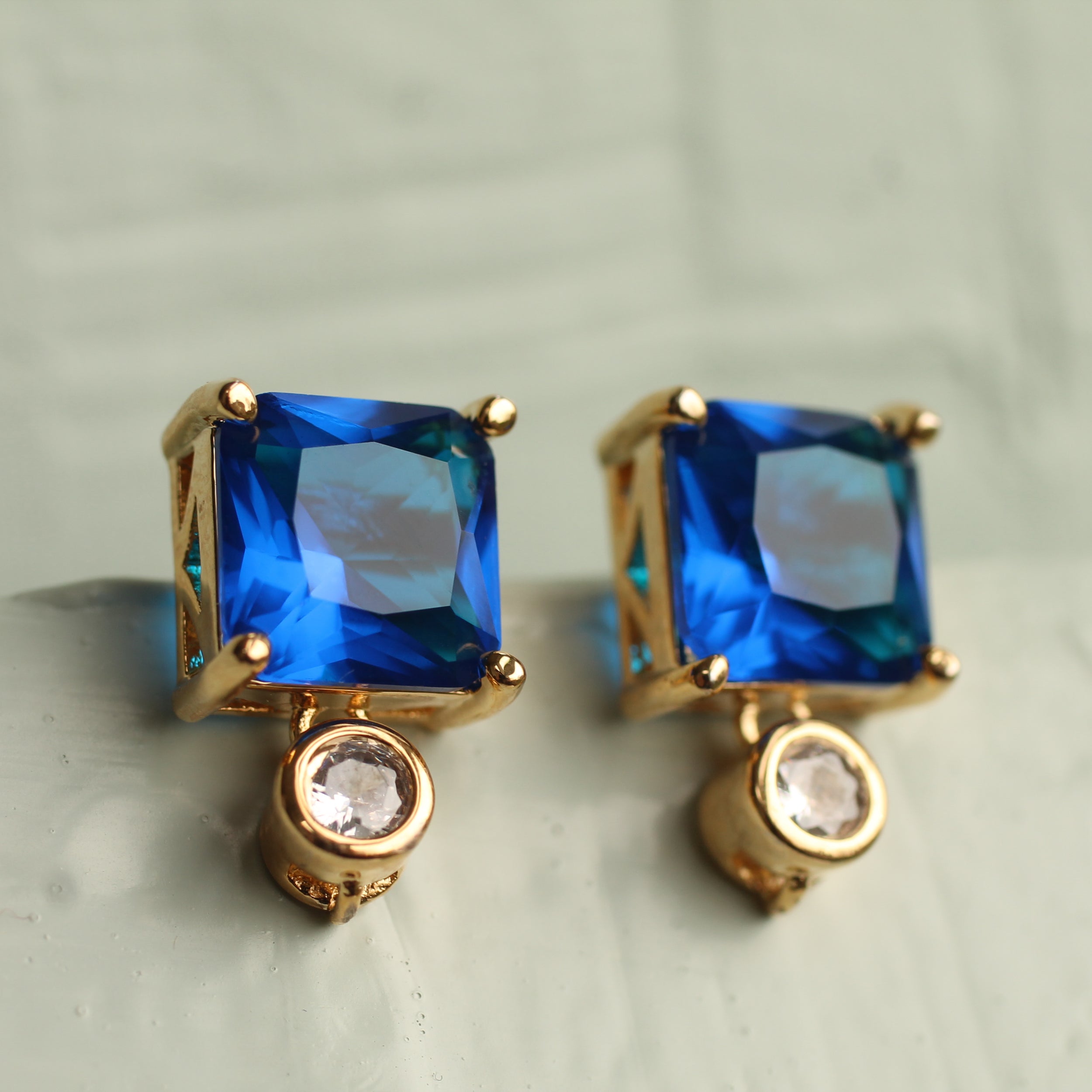 Royal Blue Block Earrings