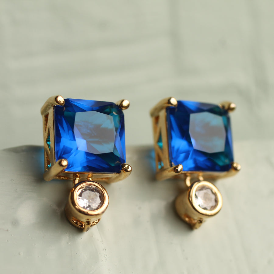 Royal Blue Block Earrings