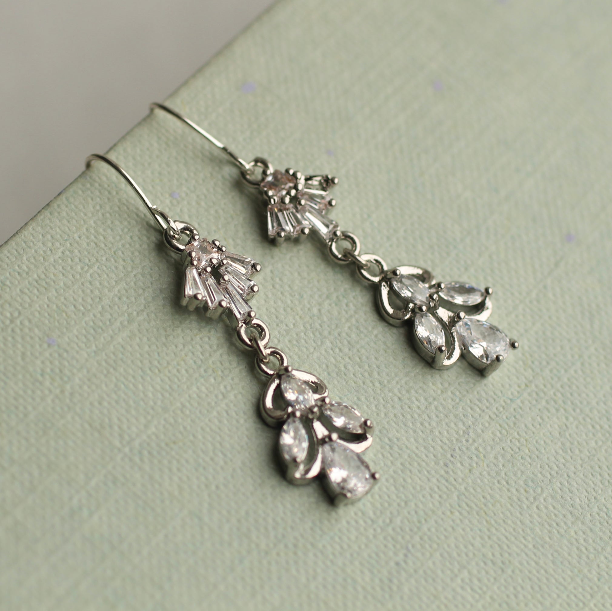 Silver Crystal Nouveau Jewel Earrings
