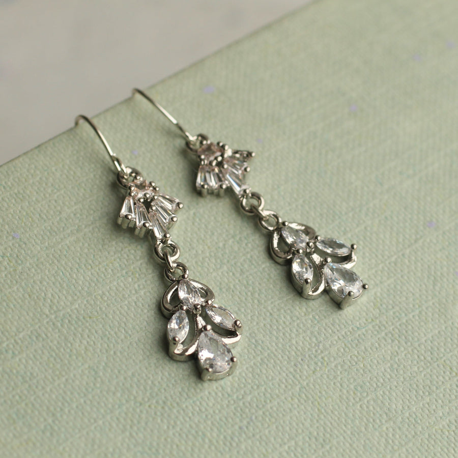 Silver Crystal Nouveau Jewel Earrings
