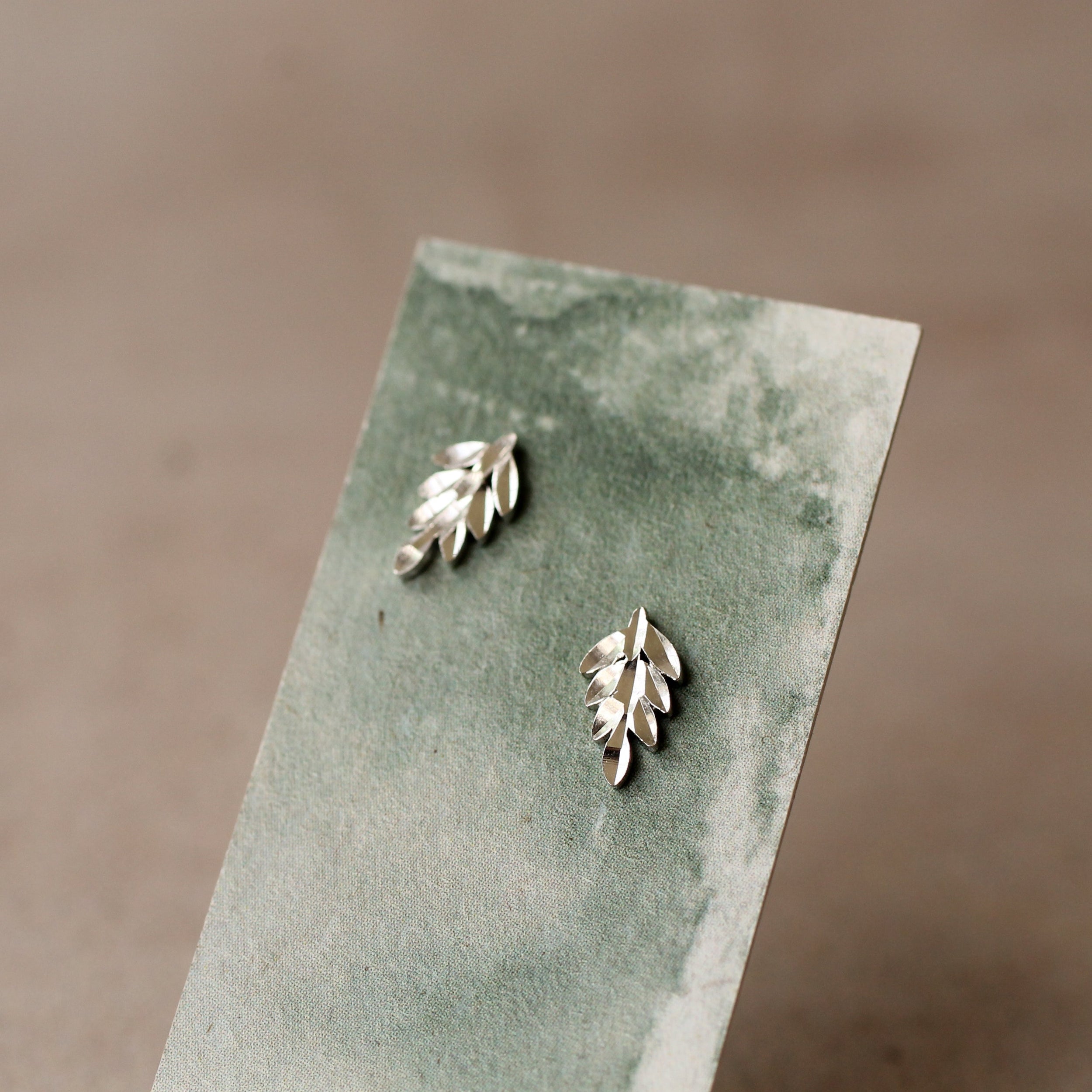 Sterling Silver Fern Stud Earrings