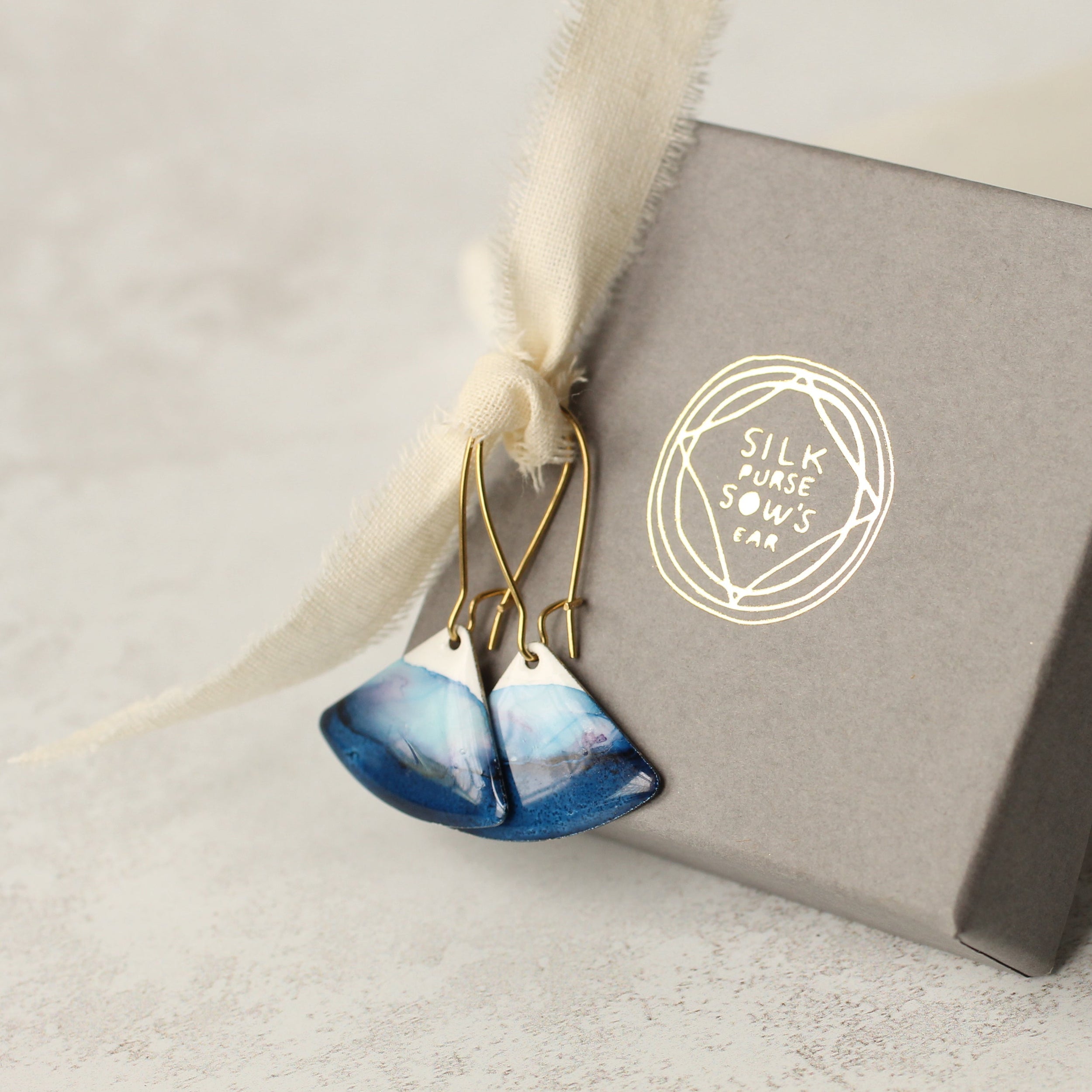 Indigo Blue Fan Earrings