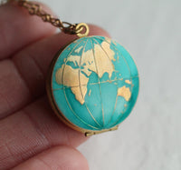 World Map Locket Necklace