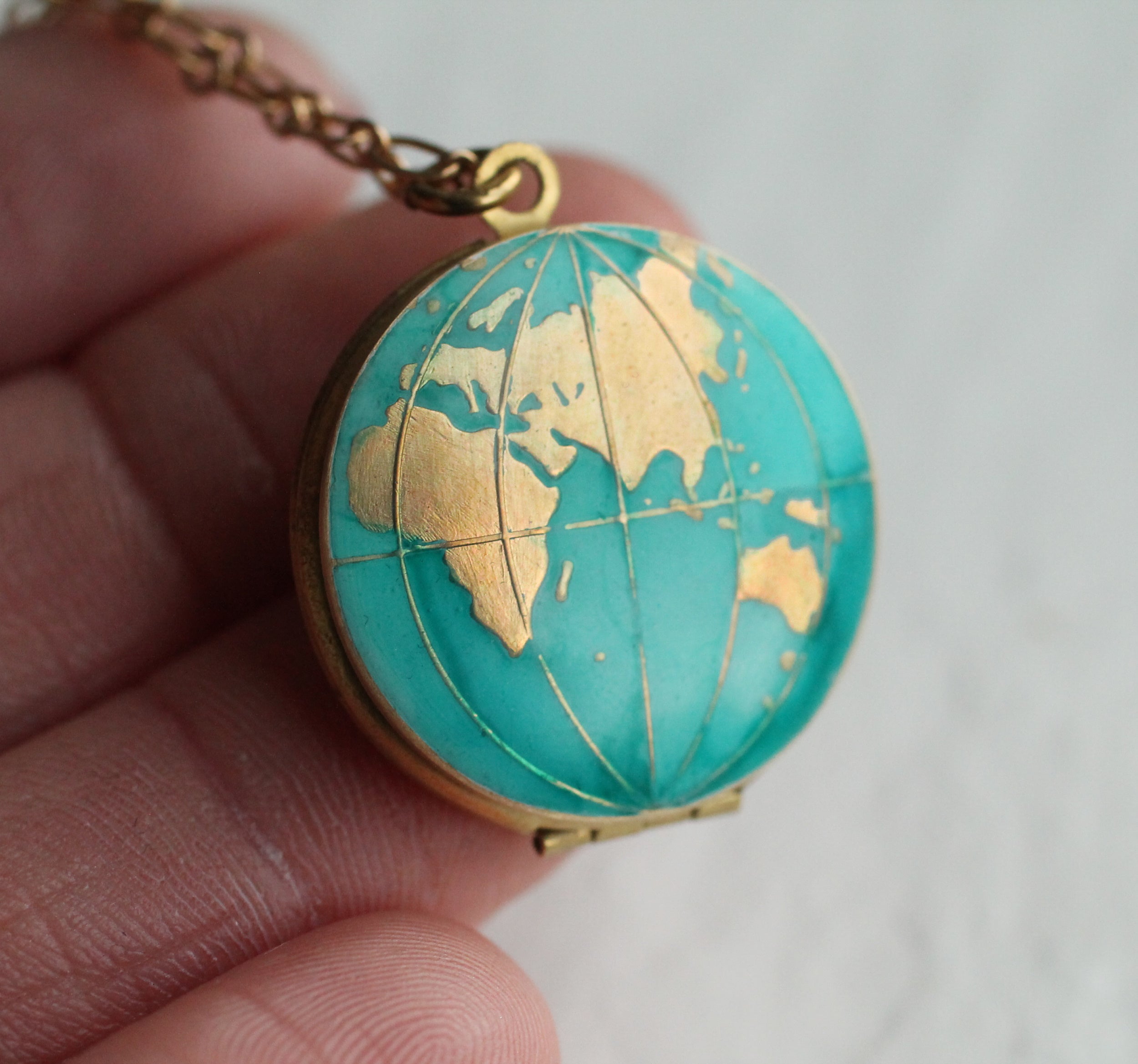 World Map Locket Necklace
