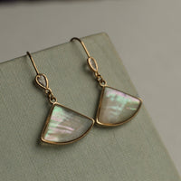 Abalone Crystal Pearl Fan Earrings