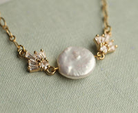 Art Deco Pearl Crystal Necklace
