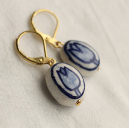 Blue Delft Tulip Earrings