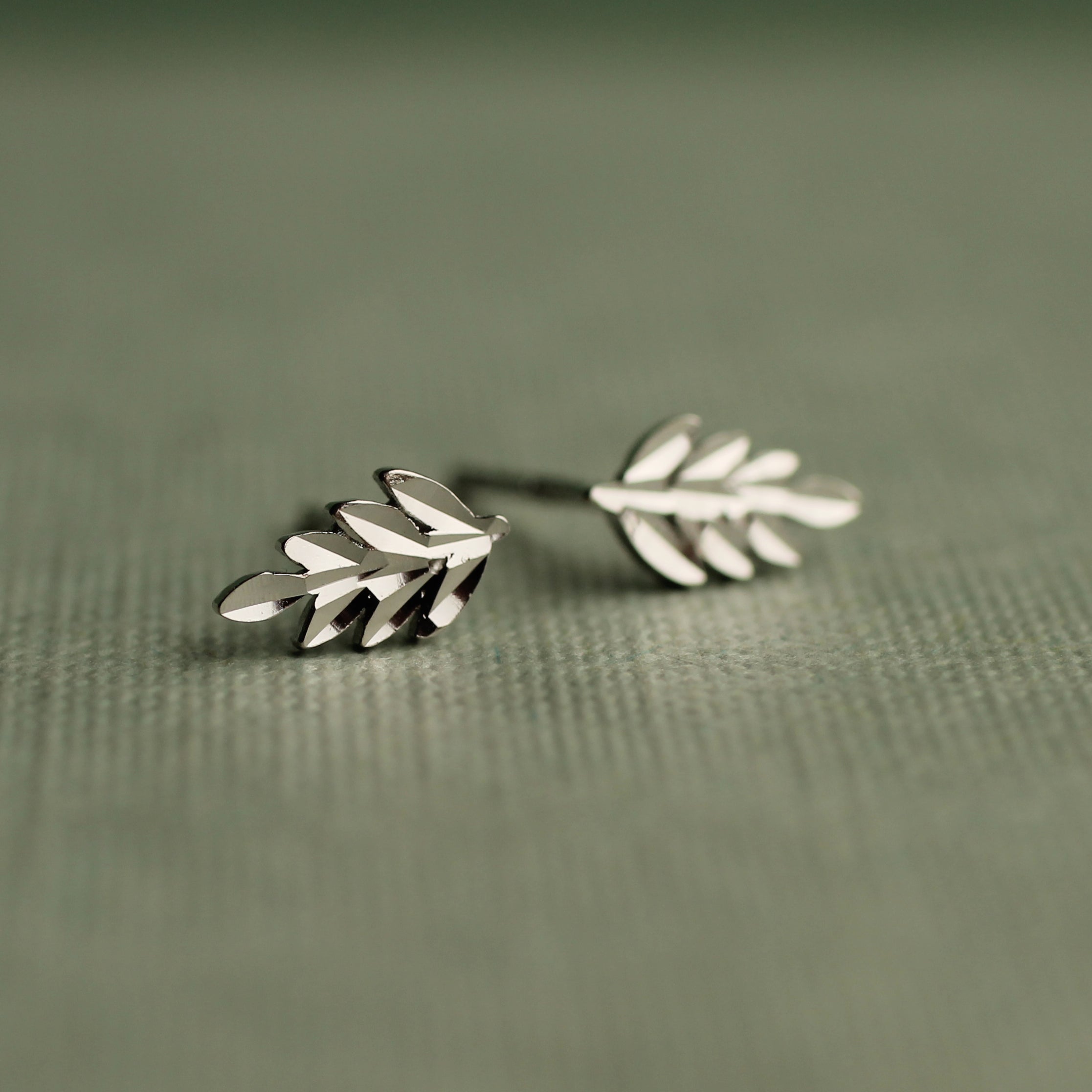 Sterling Silver Fern Stud Earrings