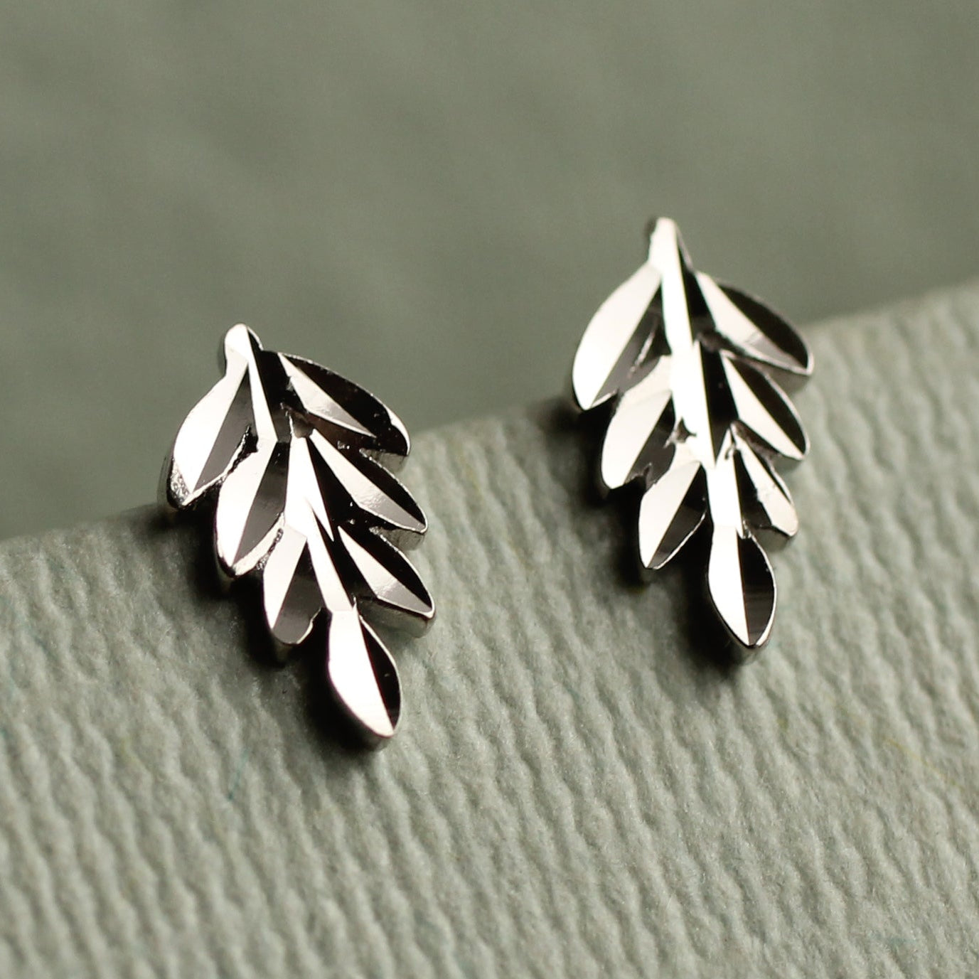 Sterling Silver Fern Stud Earrings