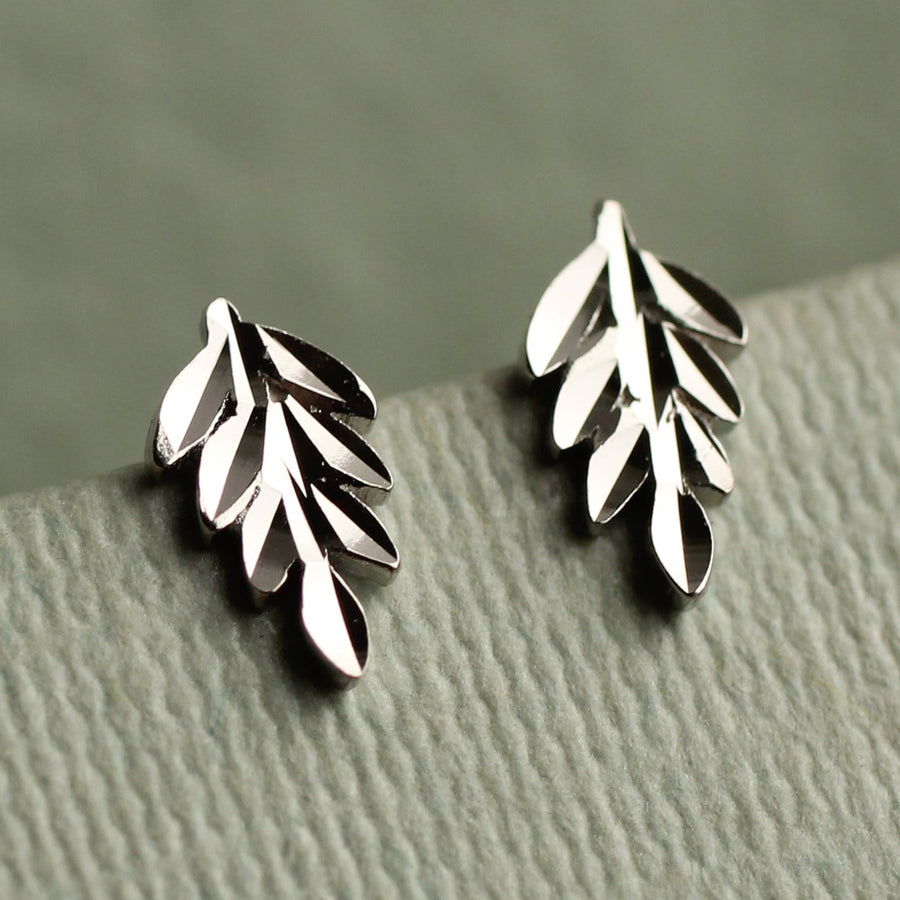 Sterling Silver Fern Stud Earrings