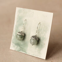 Silver Gemstone Acorn Earrings