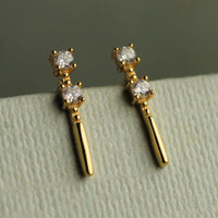 Gold Minimalist Baton Stud Earrings