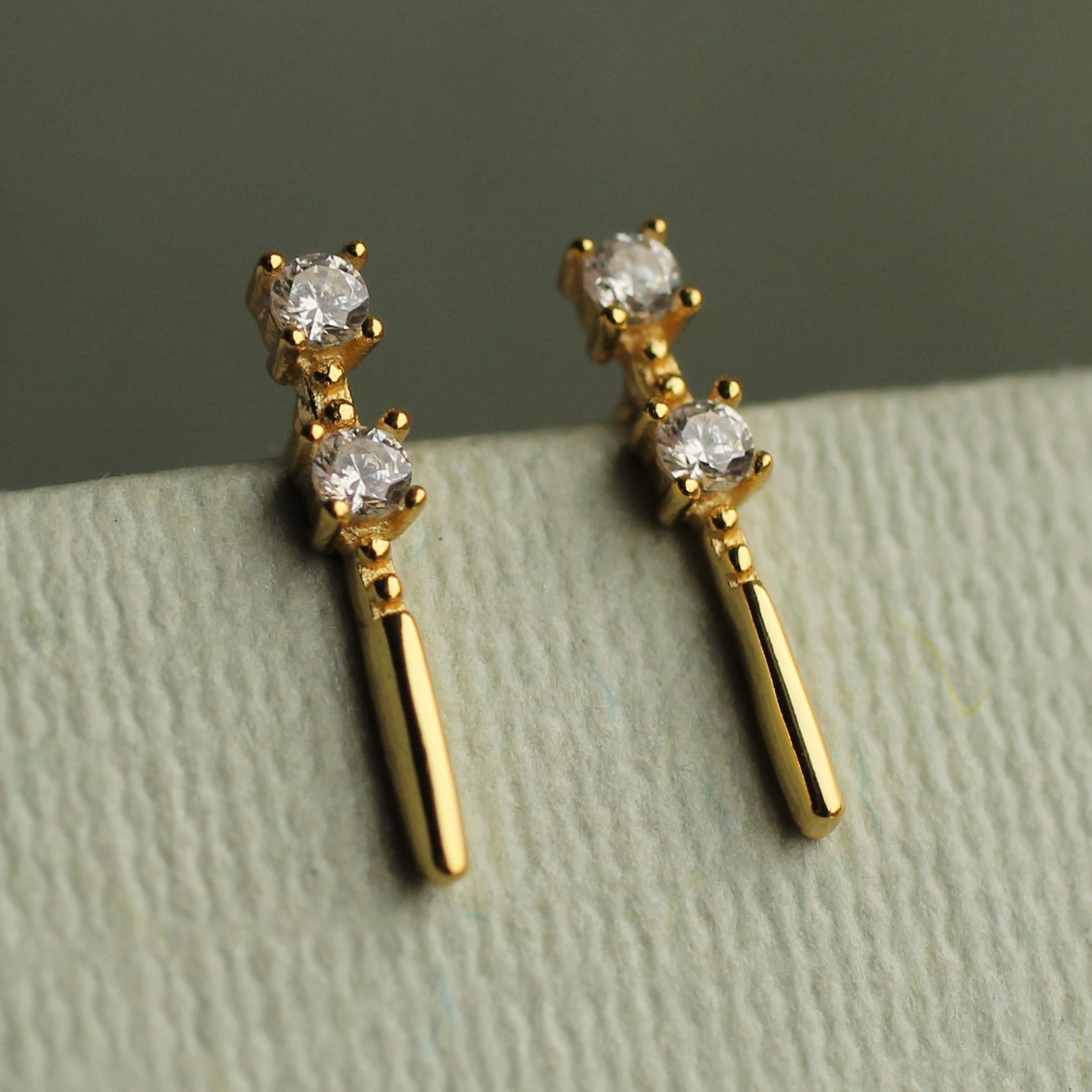 Gold Minimalist Baton Stud Earrings
