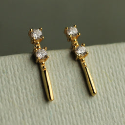 Gold Minimalist Baton Stud Earrings