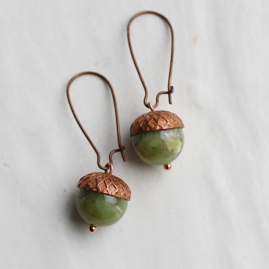 Olive Acorn Earrings