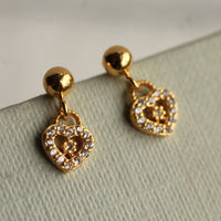 Gold Padlock Stud Earrings