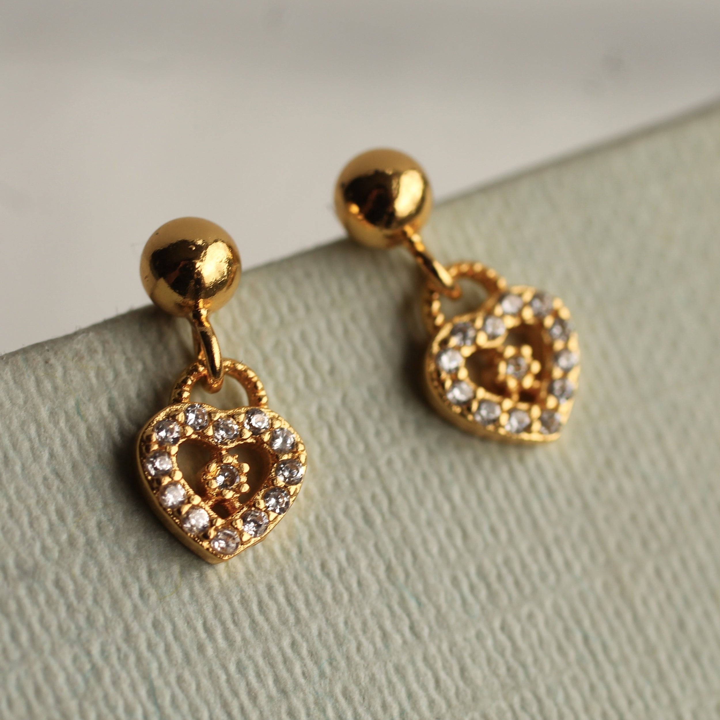 Gold Padlock Stud Earrings