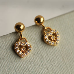 Gold Padlock Stud Earrings