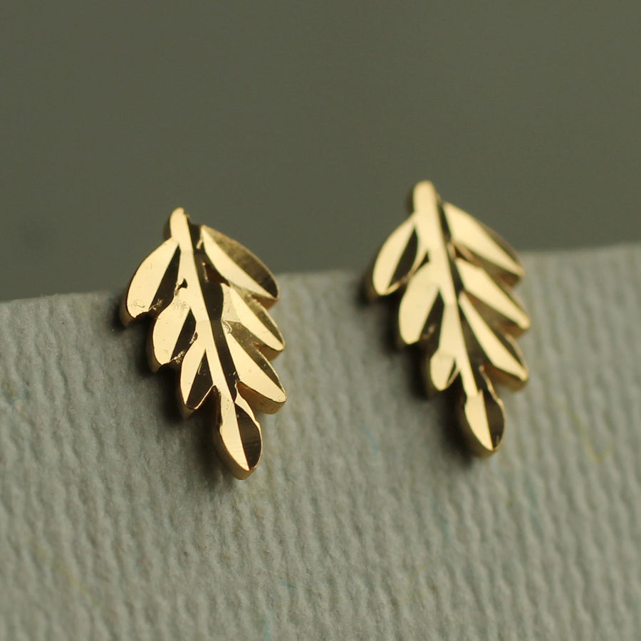 Gold Vermeil Fern Stud Earrings