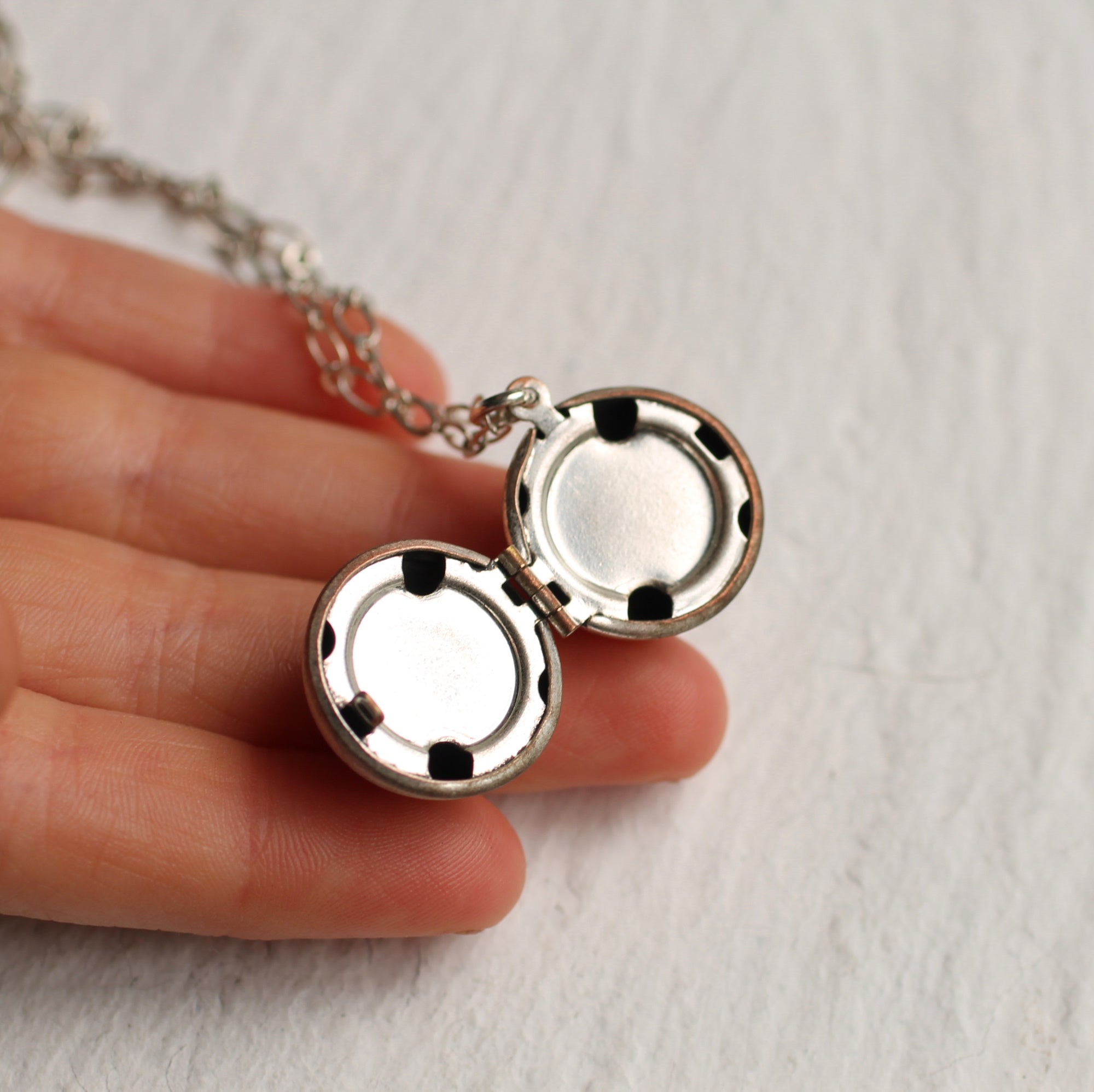 Silver Sphere Ball Locket Necklace
