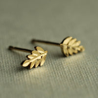 Gold Vermeil Fern Stud Earrings