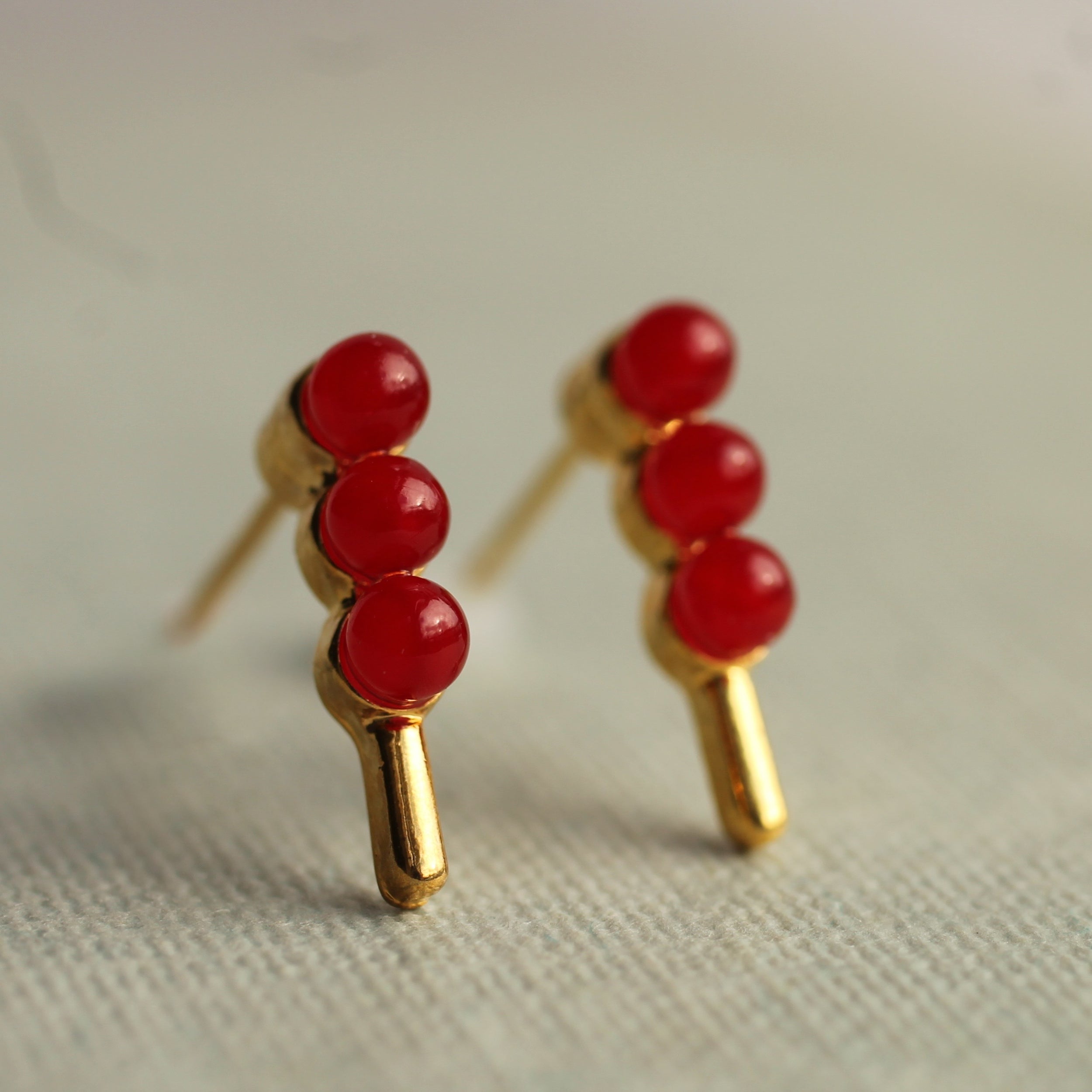 Red Dot Stud Earrings