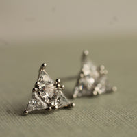Silver Triangle Stud Earrings